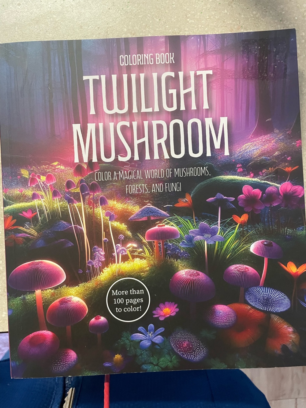 Twilight Mushroom Coloring Book - Vibrant Purple & Pink Cover